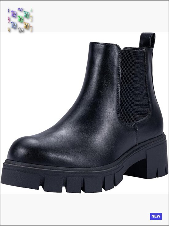 Shoes - Chelsea Ankle Boots Platform Lug Sole Elastic Slip On Bootie